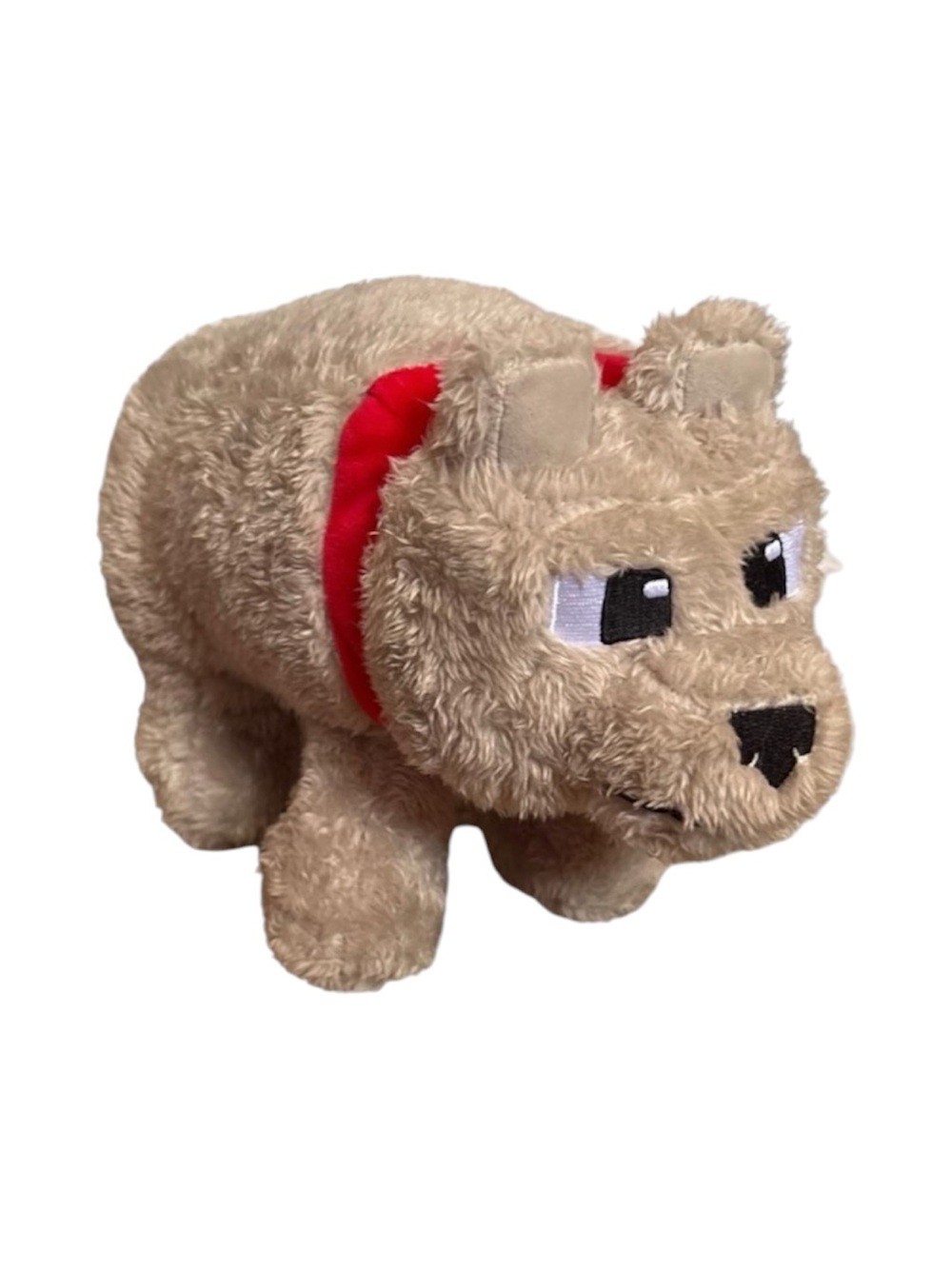 Minecraft Tamed Wolf Dog Plush 13” Long Red Collar Stuffed Animal